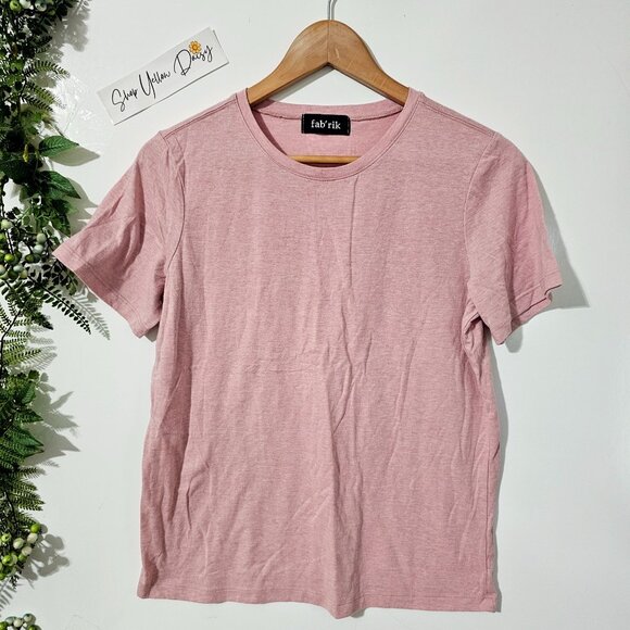 fab'rik Tops - Modern Fab'rik Pink Short Sleeve Heathered Crew Neck Tee DZ19A505 Casual Soft